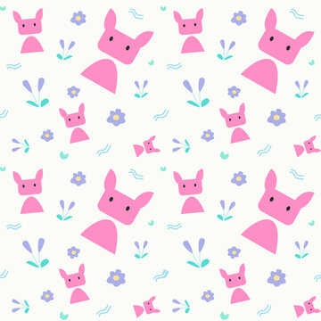 Nursery seamless patterns with cute characters.Designs for newborn apparel, textiles and wallpaper Vector illustration