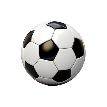 Black and white football on transparent background, white background, isolated, commercial photography
