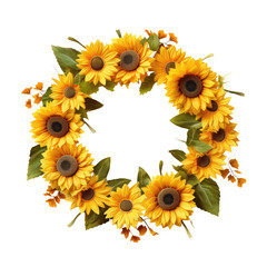 sunflower wreath isolated on white