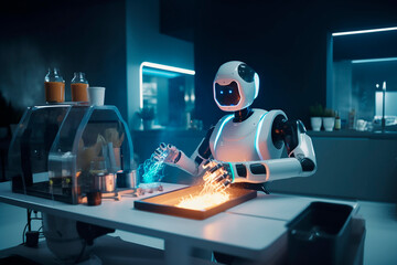 human robot artificial intelligence working in kitchen