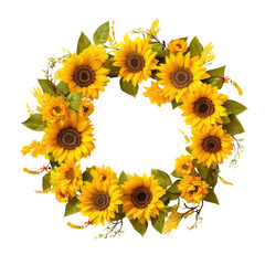 sunflower wreath isolated on white