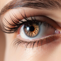 Close up detail beautiful female eye macro, fashion naturel makeup, PNG, 300 DPI