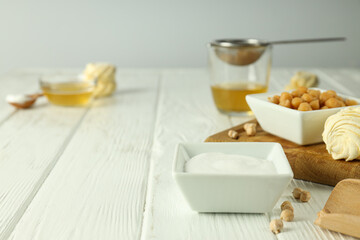 Aquafaba, concept of vegan food and cuisine