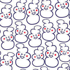 seamless color pattern with snowmen in doodle style. template for print, background, wallpaper, fabric, packaging, children's book, decoration.