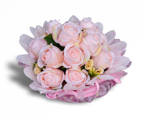 pink roses bouquet  isolated on white background with clipping path.