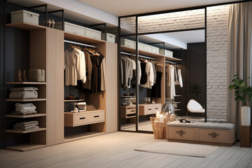Modern Dressing Room Interior With Wardrobe, aesthetic look