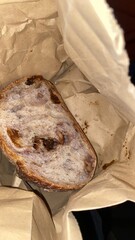 sourdough bread in a paper bag