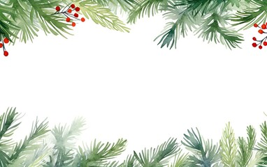 Watercolor vector Christmas banner with fir branches