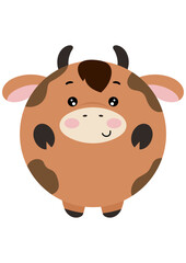 Cute cow with round body