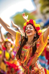 Latin woman celebrating Carnival. Experience the Energy of Carnival with These Gorgeous Samba Dancers. Celebration at the carnival.