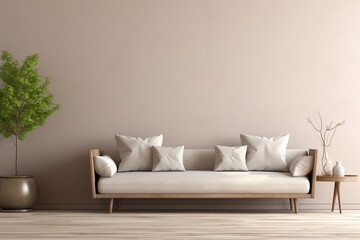 Fototapeta na wymiar Modern sofa and empty wall in living room interior, modern design, mock up furniture decorative interior, aesthetic look