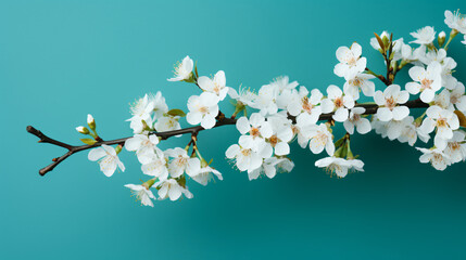 Spring blossom branch with white flowers on torque