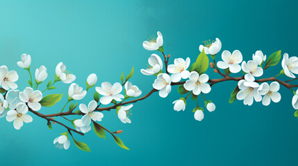 Spring blossom branch with white flowers on torque - obrazy, fototapety, plakaty