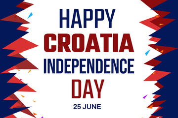 Croatia happy independence day greeting card, banner illustration. Croatian national holiday 25th of june design with white background