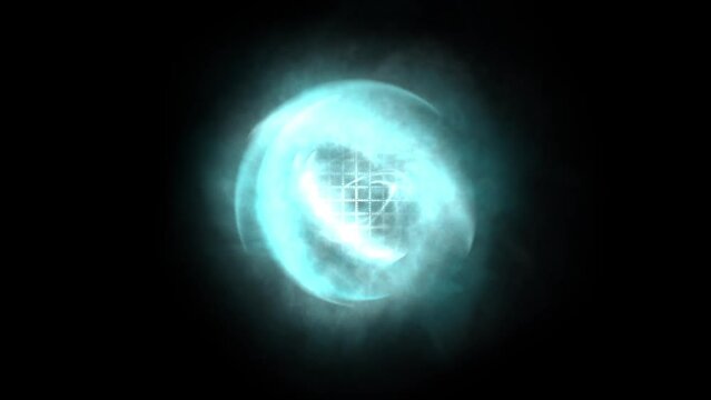 Magnetic force around a star with motion graphic on black screen background