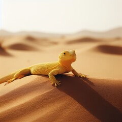 yellow lizard in the desert