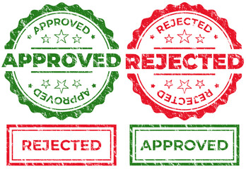 Approved and rejected stamps illustration transparent background design art blank red green variation icons symbol.