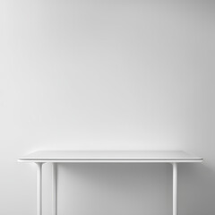 empty white table on white wall background