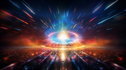 Obraz premium abstract background with magic rays and bokeh lights