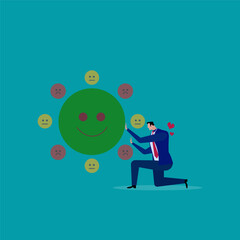 Investment asset allocation and balancing concept Businessman investors make pie charts to balance their portfolios to suit risk and return.