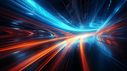 Highway with motion blur to create vision of fast moving cars. - obrazy, fototapety, plakaty