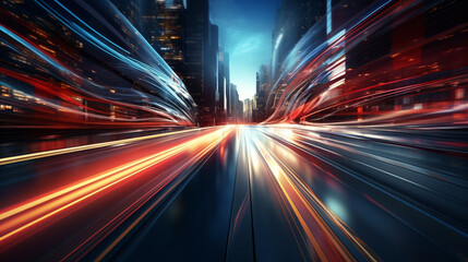 Highway with motion blur to create vision of fast moving cars.