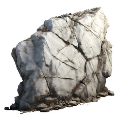 Huge rock on transparent background, white background, isolated, commercial photography