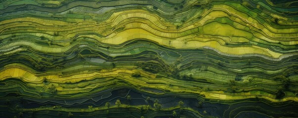 Aerial View Of Terraced Rice Field In Bandung, Indonesia