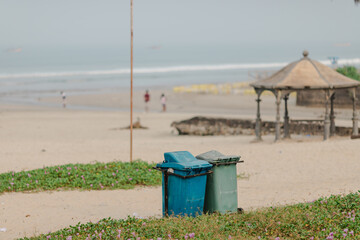 garbage bin in the beach