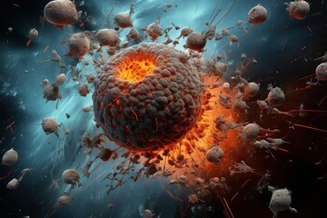 Fototapeta premium damaged and decaying cancer cell