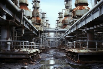 Fototapeta premium Chernobyl Ruins Of Nuclear Power Plant Burning Radioactively
