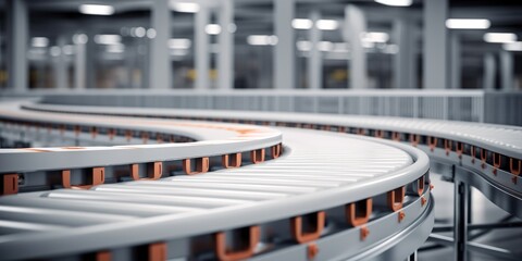 Conveyor Belt In Warehouse Fulfillment Center, Snapshot Of Ecommerce