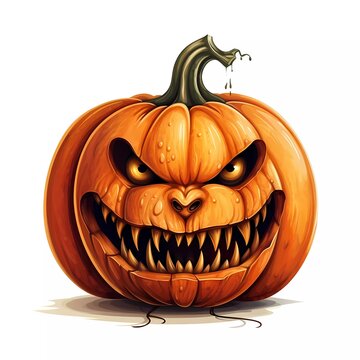 cute character pumpkin illustration for halloween, on white background, halloween day concept. generative ai