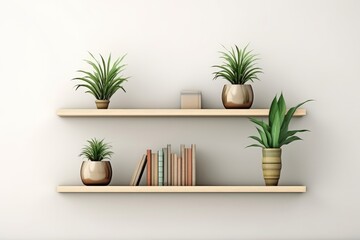 Decorative Bookshelf With Plants For Virtual Office Backdrops