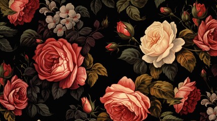 Colorful flowers on a dark background. Generative AI