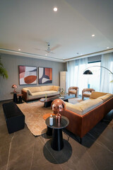 luxury drawing room interior with a sofa set a table