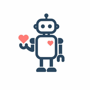 Software automation solutions filled colorful logo. Robot holds heart simple icon. User centricity business value. Design element. Created with artificial intelligence. Ai art for corporate branding