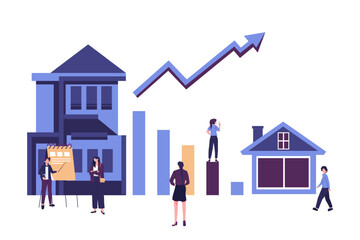 real estate market growth, real estate business concept flat style illustration design