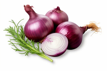 Onion with Herbs on Transparent PNG Background