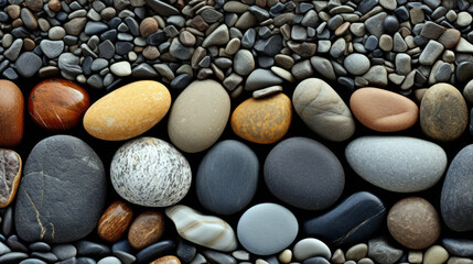 Fototapeta na wymiar different sized pebbles close up