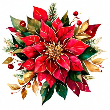 christmas background with poinsettia