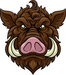 A wild boar hog razorback warthog sports mascot cartoon pig character