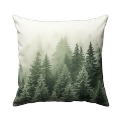 Single Forest Green Flannel Pillow Isolated on Transparent or White Background, PNG
