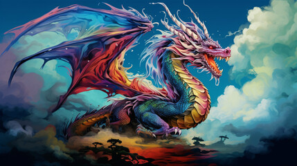 Fototapeta na wymiar Colorful image of a dragon