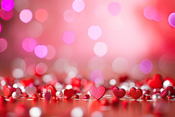 Valentines day background with red hearts background.