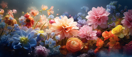 Fototapeta na wymiar Colorful beautiful flowers