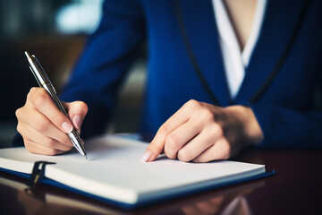 Strategic Planning: Businesswoman Crafting Her Work Week To-Do List on a Notepad, Aiming for Productivity and Success