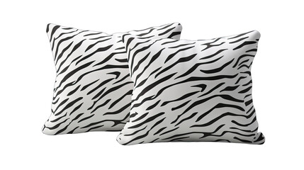 Set of Zebra and Tiger Print Pillows Isolated on Transparent or White Background, PNG