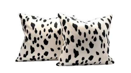 Set of Cow Print Pillows Isolated on Transparent or White Background, PNG