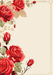 red roses rose template with empty space